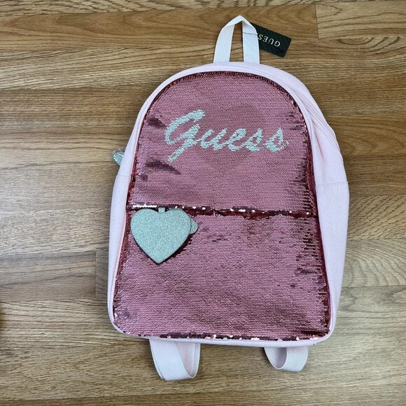 Guess Girls Flip Sequin Backpack Book Bag Pink NEW - Picture 1 of 7